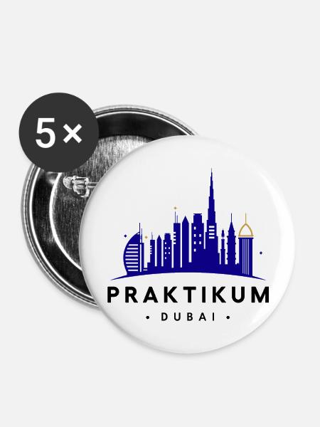 Praktikum Dubai - Buttons groß 56 mm (5er Pack) - Weiß