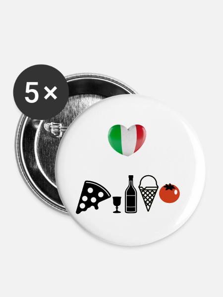Italien Geschenkidee - Buttons groß 56 mm (5er Pack) - Weiß