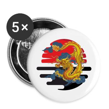 Dragon Sunset #3 - Buttons large 2.2''/56 mm (5-pack) - white - Front