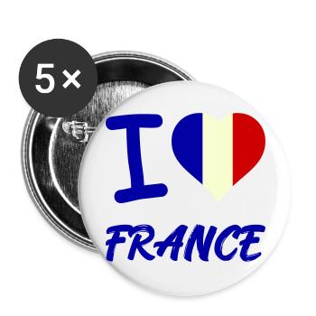 I Love France - Buttons large 2.2''/56 mm (5-pack) - white - Front