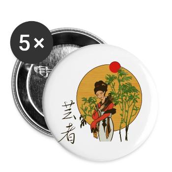 Geisha im Bambus-Sonnenuntergang - Buttons groß 56 mm (5er Pack) - Weiß - Vorne