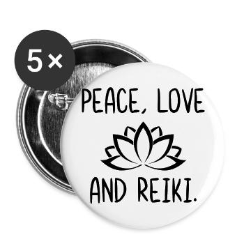Paix Amour et Reiki - Lot de 5 grands badges (56 mm) - blanc - Devant