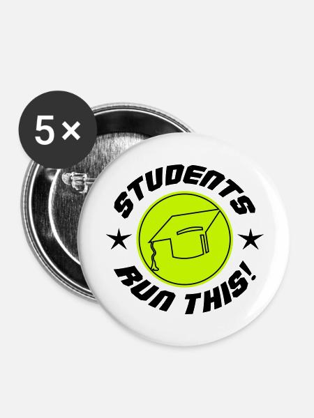 Students run this - Buttons groß 56 mm (5er Pack) - Weiß
