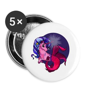 Magischer Meeres-Horn mit Meerjungfrau - Buttons groß 56 mm (5er Pack) - Weiß - Vorne