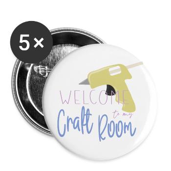 Welcome To My Craft Room - Buttons large 2.2''/56 mm (5-pack) - white - Front