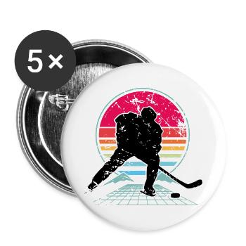 Hockey sur glace - Lot de 5 grands badges (56 mm) - blanc - Devant