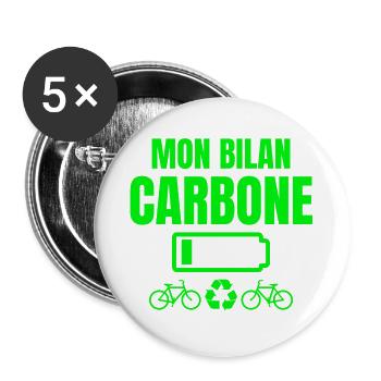 bilan carbone, écologie, écologiste - Lot de 5 grands badges (56 mm) - blanc - Devant
