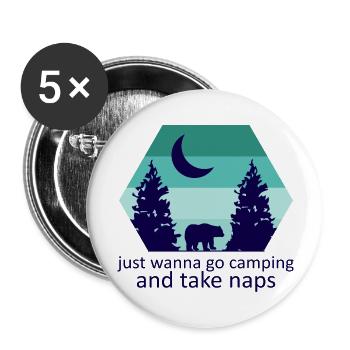 Adventure Travel Hiking Mountain - Buttons groß 56 mm (5er Pack) - Weiß - Vorne