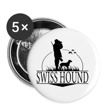 SWISS HOUND Hunting Dog Breed Hunter Hunting Dog Wilsigns - Buttons large 2.2''/56 mm (5-pack) - white - Front