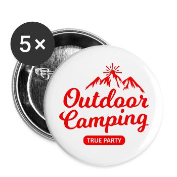Adventure Travel Hiking Mountain - Buttons groß 56 mm (5er Pack) - Weiß - Vorne