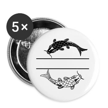 Fish black and white with blank text bar - Buttons large 2.2''/56 mm (5-pack) - white - Front