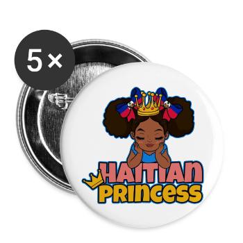 Haiti Haitian Flagge Frau Prinzessin I Geschenk - Buttons groß 56 mm (5er Pack) - Weiß - Vorne