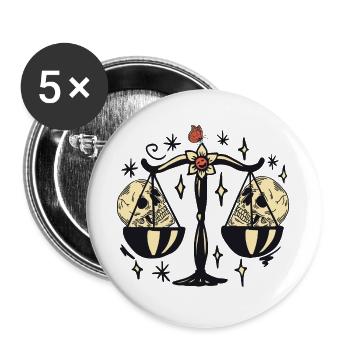 Balance avec crânes - Lot de 5 grands badges (56 mm) - blanc - Devant