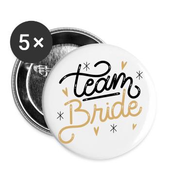 JGA Bachelorette Party Team Bride - Buttons groß 56 mm (5er Pack) - Weiß - Vorne