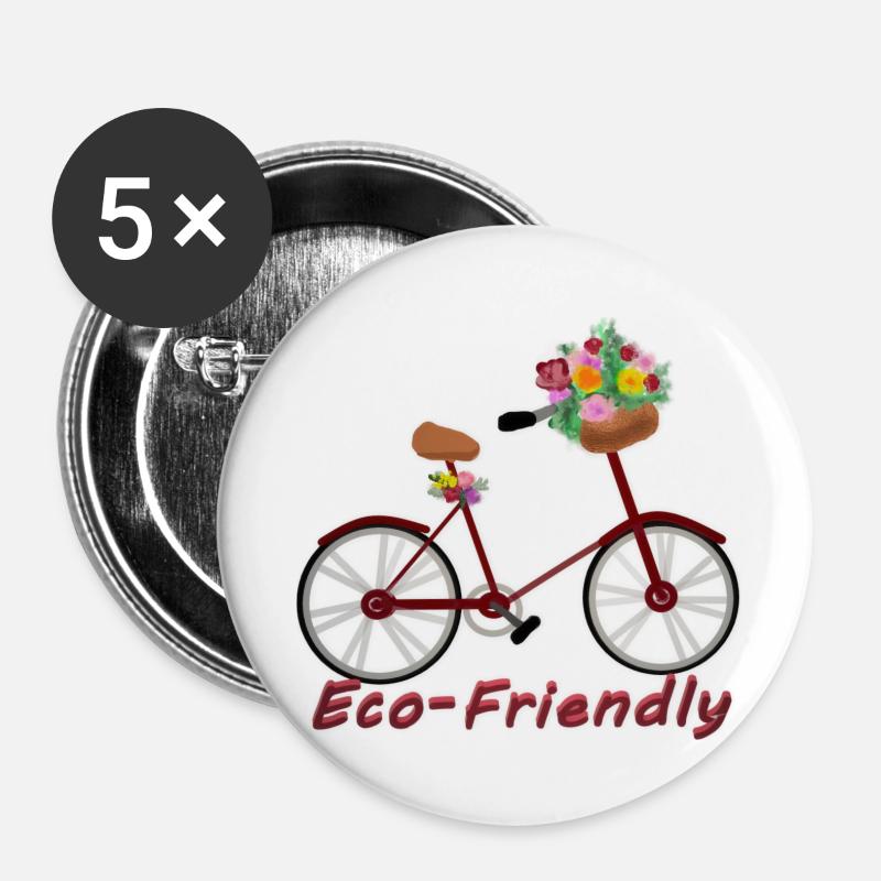 environmentally friendly - Buttons large 2.2''/56 mm (5-pack) - white