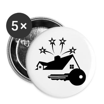 Schlüssel für das neue Haus glänzt mit 3 Sternen - Buttons groß 56 mm (5er Pack) - Weiß - Vorne