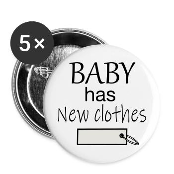 Bébé a de nouveaux vêtements - Lot de 5 grands badges (56 mm) - blanc - Devant