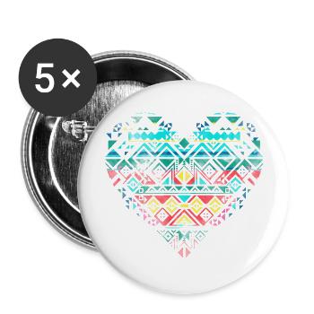 Tribal Heart - Buttons groß 56 mm (5er Pack) - Weiß - Vorne