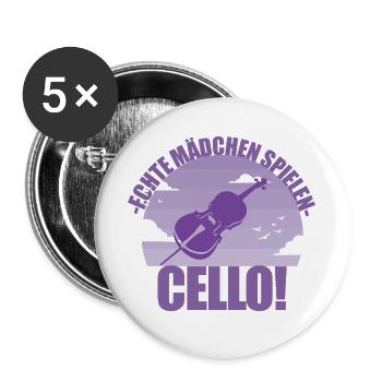 Cello Instrument Musikerin Cellonistin Geschenk - Buttons groß 56 mm (5er Pack) - Weiß - Vorne