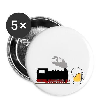 Eisenbahn Dampflok Bier Eisenbahner Zug - Buttons groß 56 mm (5er Pack) - Weiß - Vorne
