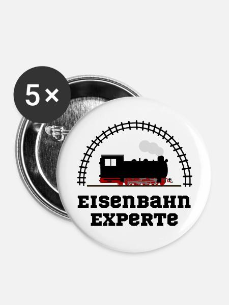 eisenbahn experte - Buttons groß 56 mm (5er Pack) - Weiß