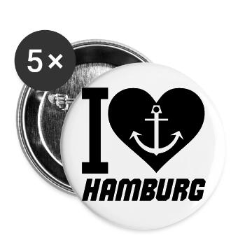 J’adore Hambourg - Lot de 5 grands badges (56 mm) - blanc - Devant