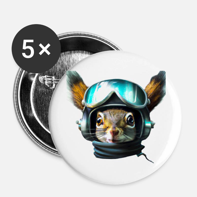 Aviator squirrel - Buttons large 2.2''/56 mm (5-pack) - white