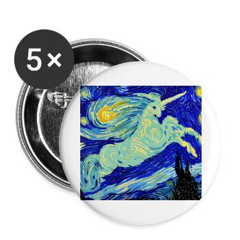Œuvre d’art licorne - Lot de 5 grands badges (56 mm) - blanc - Devant