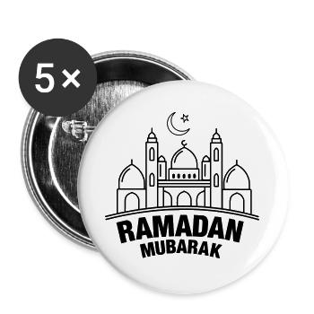 Ramadan Mubarak transparent - Buttons large 2.2''/56 mm (5-pack) - white - Front