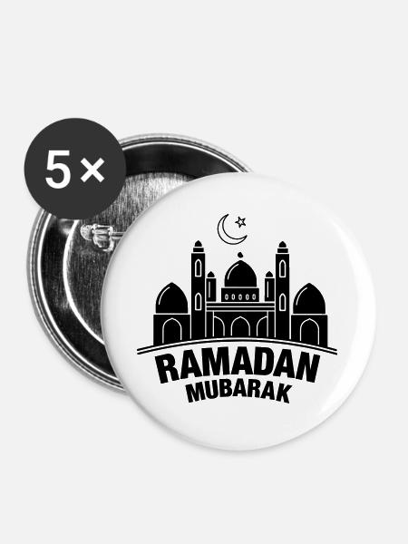 Ramadan Mubarak - Buttons groß 56 mm (5er Pack) - Weiß