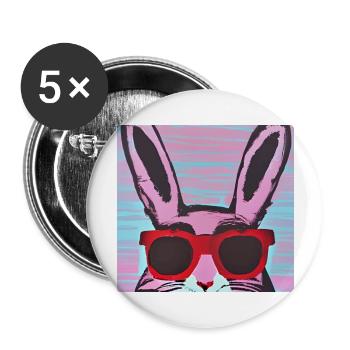 Chiller Hase - Buttons groß 56 mm (5er Pack) - Weiß - Vorne