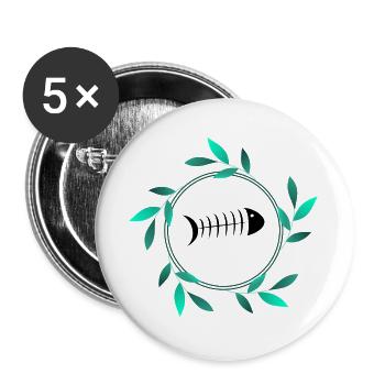 SARDINE. FISH. APRIL FOOL. EASTER. SEA - Buttons large 2.2''/56 mm (5-pack) - white - Front