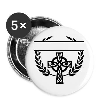 Keltisches Kreuzmonogramm - Buttons groß 56 mm (5er Pack) - Weiß - Vorne