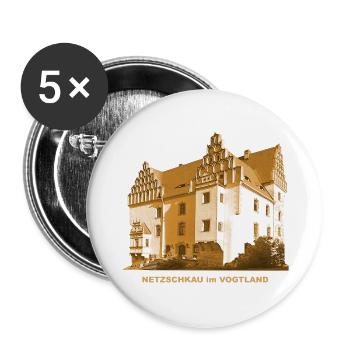 Netzschkau Schloss Vogtland Sachsen - Buttons groß 56 mm (5er Pack) - Weiß - Vorne