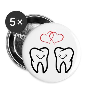 zähne verliebt - Buttons groß 56 mm (5er Pack) - Weiß - Vorne