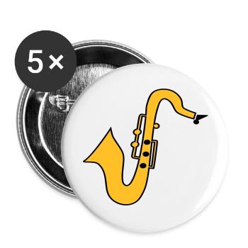 Saxophone - Lot de 5 grands badges (56 mm) - blanc - Devant