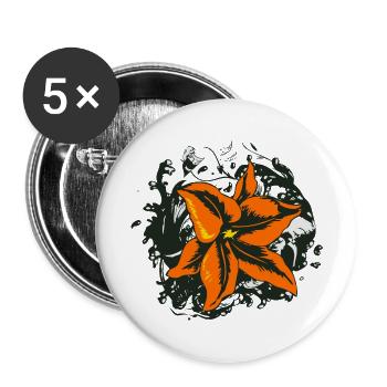 flower drawing tattoo 14 2 A - Buttons large 2.2''/56 mm (5-pack) - white - Front