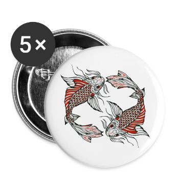 poisson koi carpe japonais dessin 14035 A - Lot de 5 grands badges (56 mm) - blanc - Devant