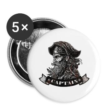 Capitaine - Lot de 5 grands badges (56 mm) - blanc - Devant