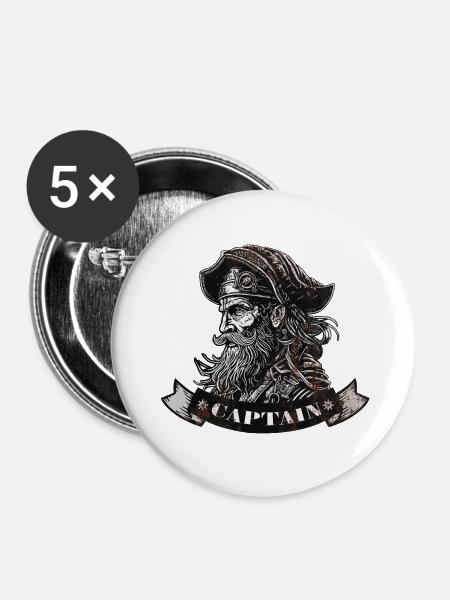 Captain - Buttons groß 56 mm (5er Pack) - Weiß