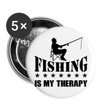 fishing is my therapy - Buttons large 2.2''/56 mm (5-pack) - white - Front