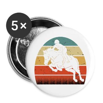 RETRO PFERDEDESIGN I REITEN - Buttons groß 56 mm (5er Pack) - Weiß - Vorne