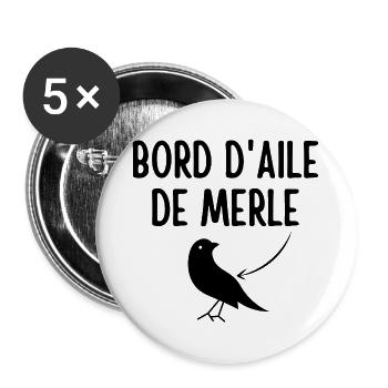 merle, bord d aile de merle - Lot de 5 grands badges (56 mm) - blanc - Devant