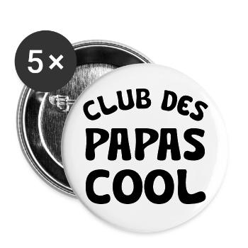 club des papas cool - Lot de 5 grands badges (56 mm) - blanc - Devant