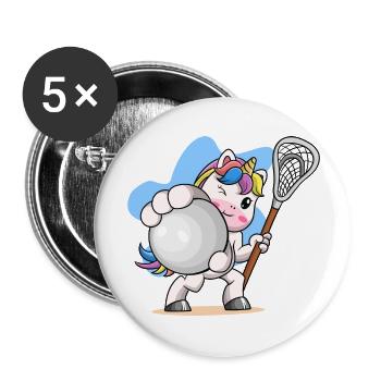 Lacrosse Sport Unicorn I Gift - Buttons large 2.2''/56 mm (5-pack) - white - Front