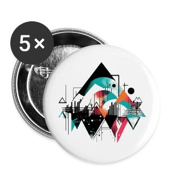 Urban geometry - Buttons large 2.2''/56 mm (5-pack) - white - Front