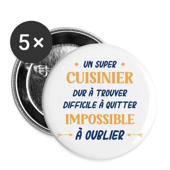 Un super cuisinier - Lot de 5 grands badges (56 mm) - blanc - Devant