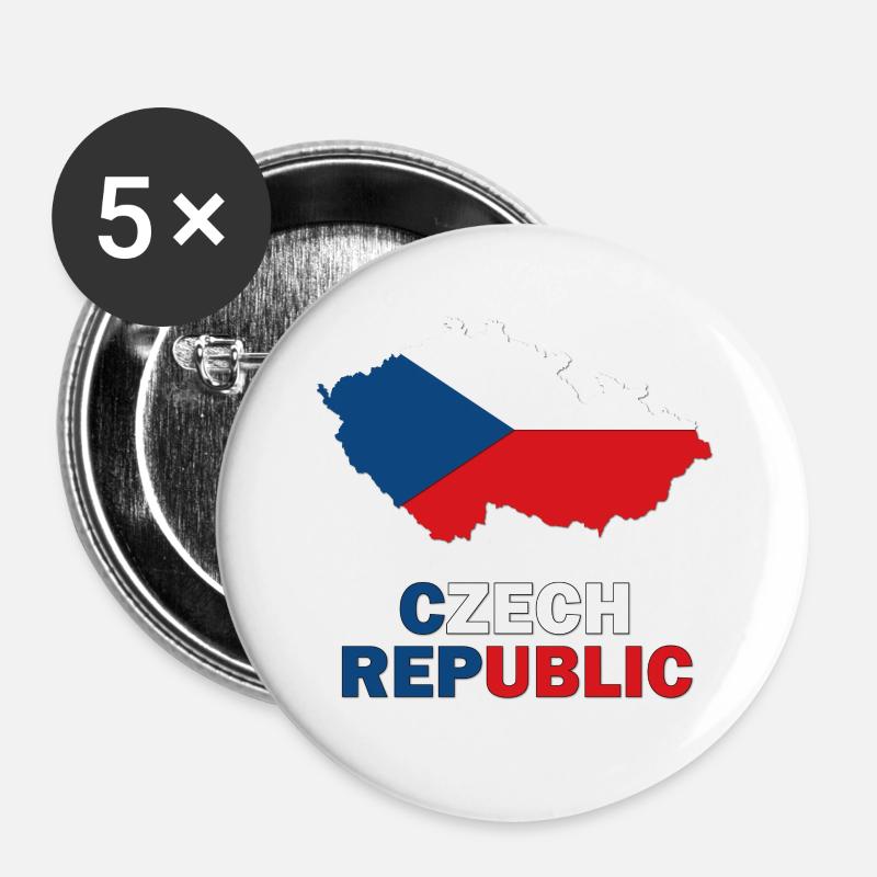 Czech Republic - Buttons large 2.2''/56 mm (5-pack) - white