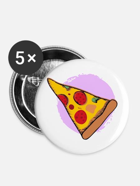 Pizza Pizzastück - Buttons groß 56 mm (5er Pack) - Weiß