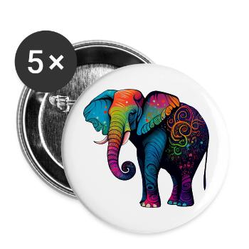 Colorful elephant - Buttons large 2.2''/56 mm (5-pack) - white - Front